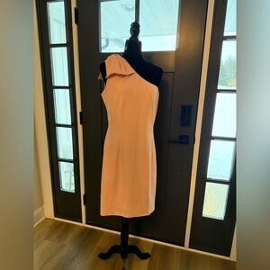 🌀One shoulder bow detail blush pink dress